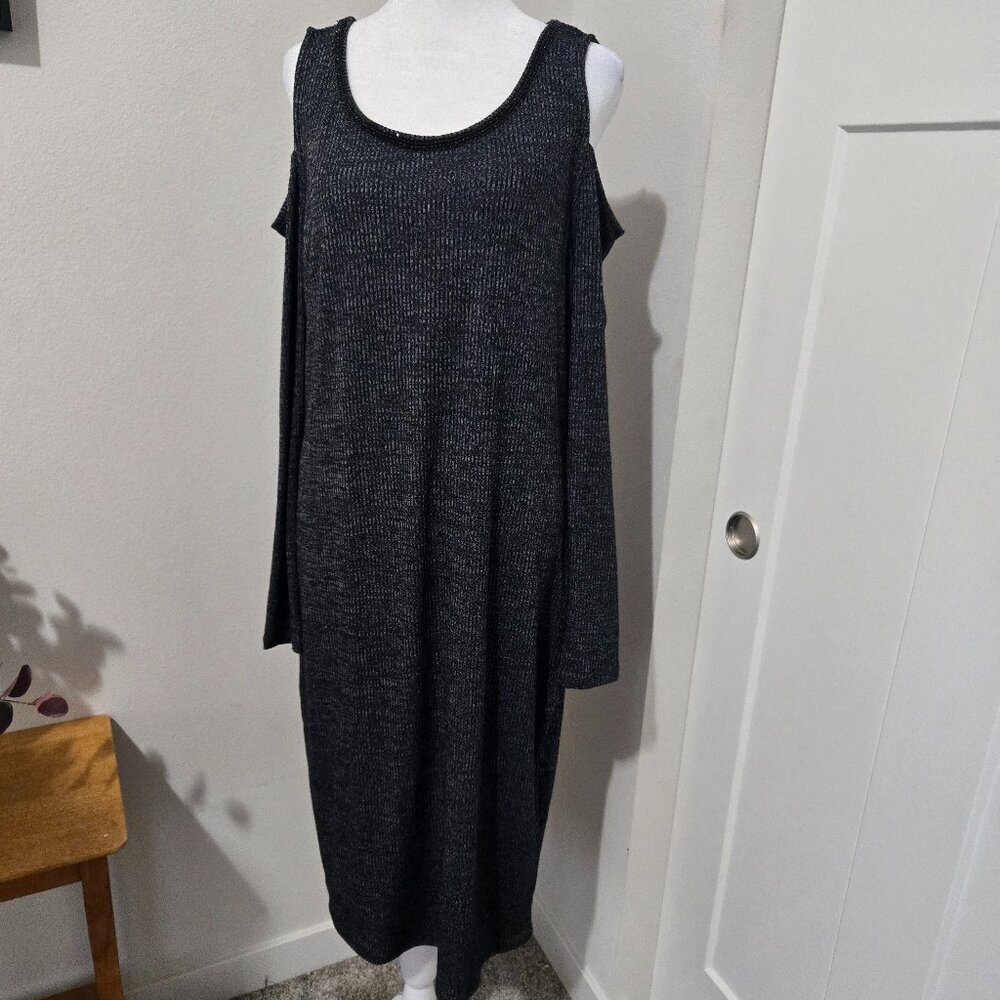 Juicy Couture Long Sleeve Cold Shoulder Sweater Dress Neckline Beading - XL